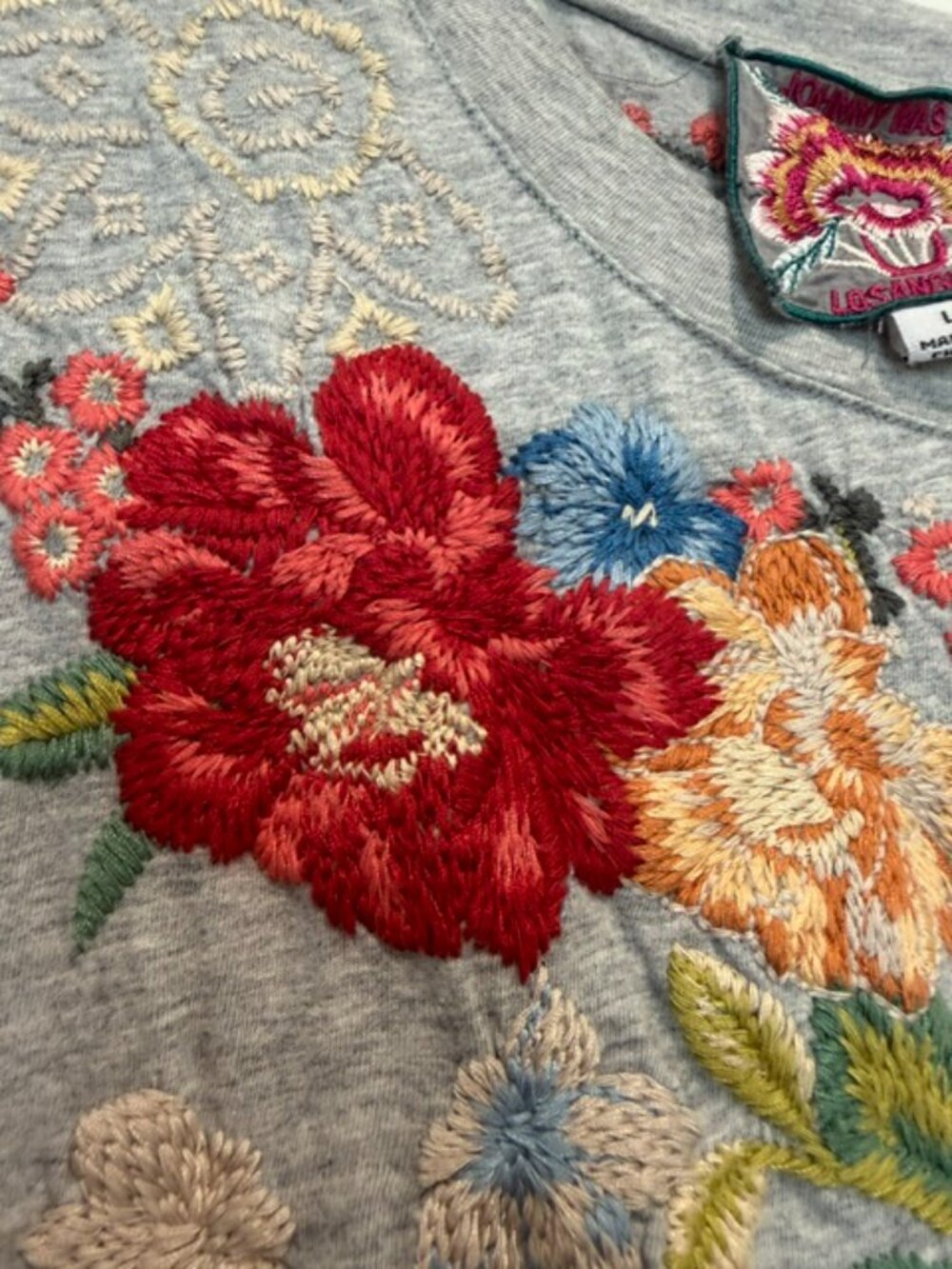 Johnny Was Floral Embroidered TeeShirt - Picture 3 of 5